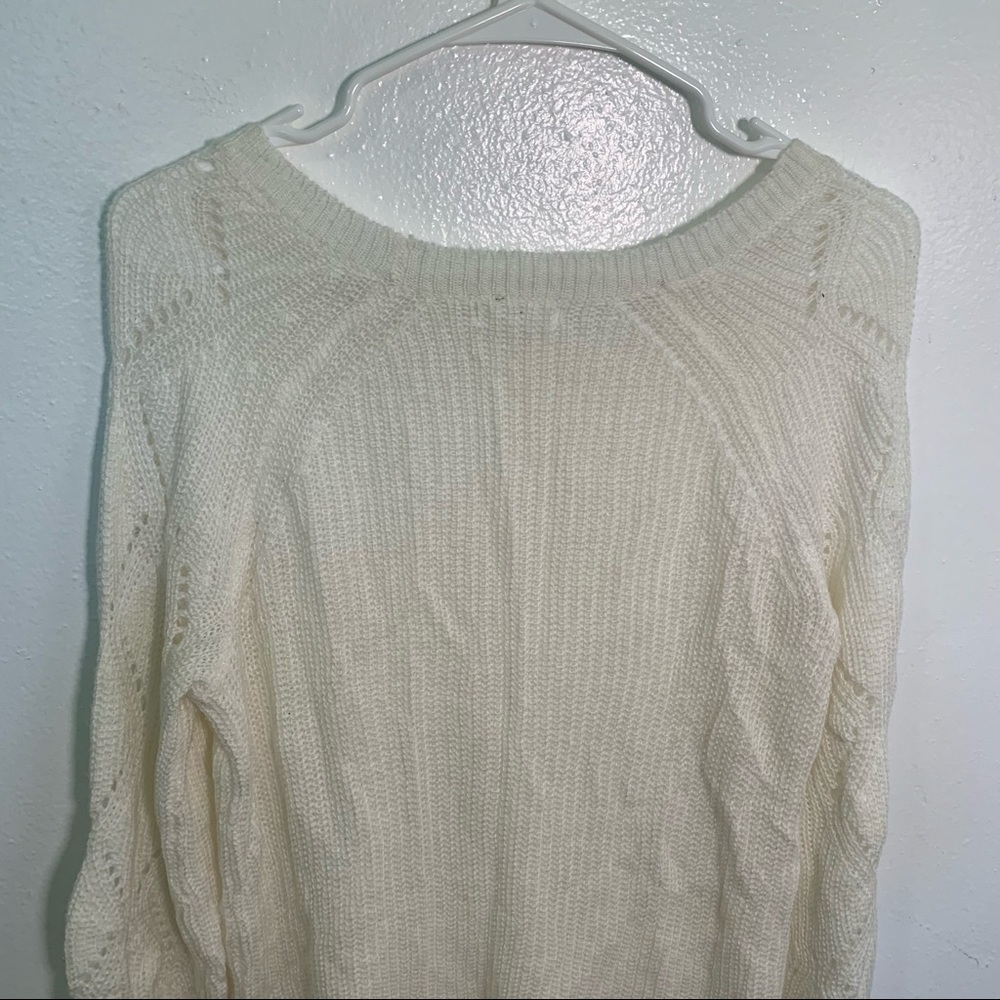 Maurices Women's Size XS Crewneck Sweater Cream Ivory Eyelet Wide Sleeves - Picture 7 of 10